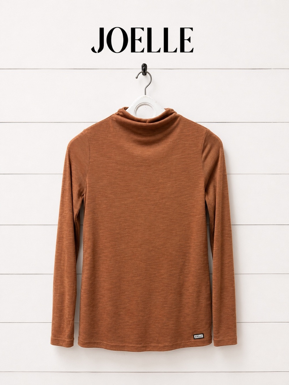 ❣️JOELLE Burnt Orange Mock Neck Ribbed Top Petite Small
